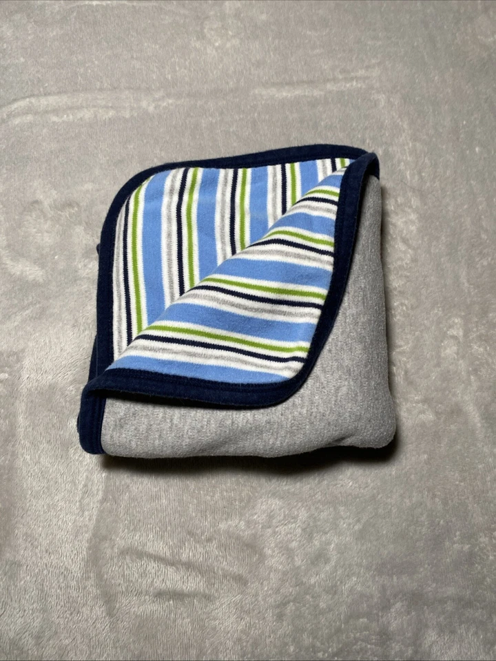 Хлопковое детское одеяло Babies R Us рыцарский замок двустороннее серое с синей полосой милое - Изображение 2 из 4