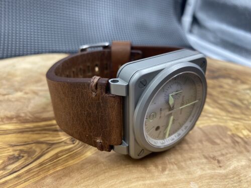 24mm BROWN Bell & Ross Italian Leather Strap BR01 BR03 CORD Medium 130 X 70 - Picture 2 of 10