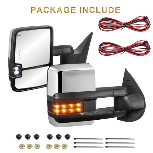 Pair Chrome Power Heated LED Signal Tow Mirrors For 07-13 Silverado Tahoe Sierra - Bild 2 von 10