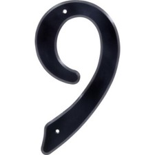4" Nail-On Black Plastic House Number 9  Mailbox Number
