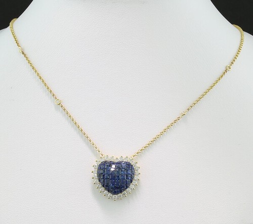 Wert 5270 Euro Saphir-Brillant-Kette / Collier Herz 4,15 carat 750er Gelbgold - Bild 3 von 6
