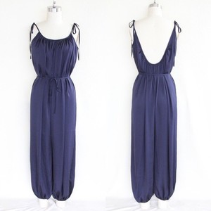 navy blue satin jumpsuit