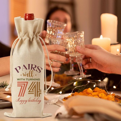 Funny 74th Birthday Wine Bag for Women Men 1950 Anniversary Party Supplies - Picture 3 of 6