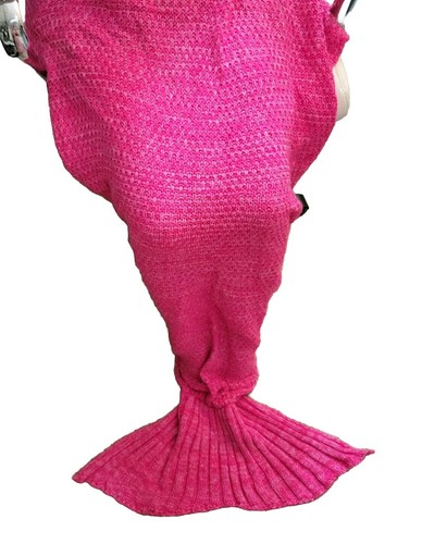 Mermaid Tail Blanket Hand Knitted Soft Crochet Throw For Adults and Kids - Picture 1 of 6