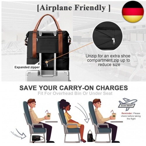 Reisetasche Damen 40x20x25 Ryanair Handgepäck Tasche Sporttasche Weekender Bag - Bild 7 von 8