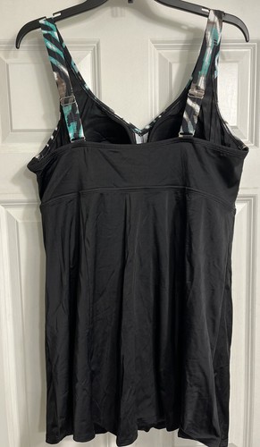 Swimsuits For All One Piece Black Blue Swimsuit Short Skirt Loose Waist 22 NWT - Picture 4 of 14