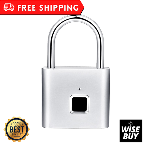 Schwarz Silber Schlüssellos USB Wiederaufladbar Türschloss Fingerabdruck Smart Vorhängeschloss - Bild 2 von 11