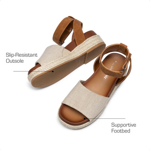 Girls Platform Wedge Sandal Ankle Strap Espadrille Summer Vacation Beach Sandals - Picture 29 of 37