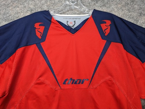 Thor Jersey Mens Medium Red Blue Long Sleeve Motocross Moto Adult - Picture 10 of 17