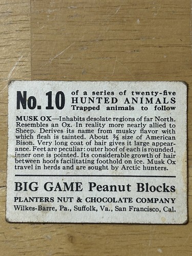 1933 PLANTERS BIG GAME PEANUT BLOCKS HUNTED ANIMALS #10 And #20 - Picture 8 of 12