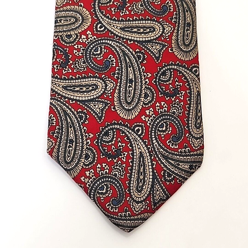 Vtg Lands' End Direct Merchant Paisley Silk Tie Red Blue Men Long Necktie USA - Picture 5 of 7