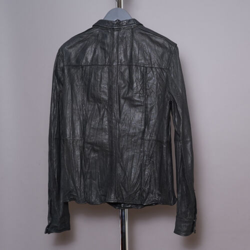 ALL SAINTS Leather Shirt Jacket Mens MEDIUM LORRIMER Celebrity Overshirt Black Z - Picture 16 of 22