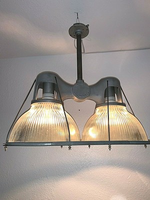 30/'s 40/'s Vtg Warren Tank Plant Industrial Light Holophane Lobay?