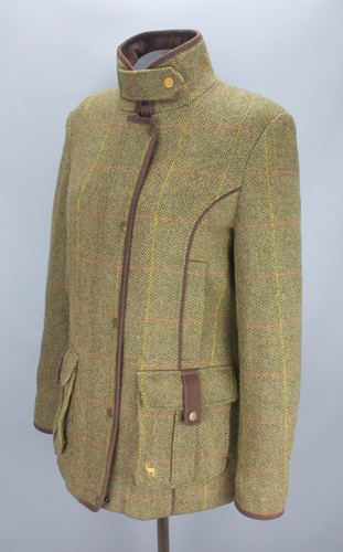 Ness Tweed Field Coat UK 12 US 8 Green Wool Country Check Jacket Utility Hunting - Picture 4 of 23