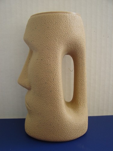 Malibu Rum Easter Island Moai Mug Tiki Caribbean Plastic Unused Contour Bottles - Picture 5 of 10