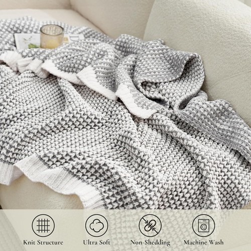 Amélie Chenille Waffle Throw Blanket for Couch, Reversible Pineapple Stitch Knit - Picture 4 of 8