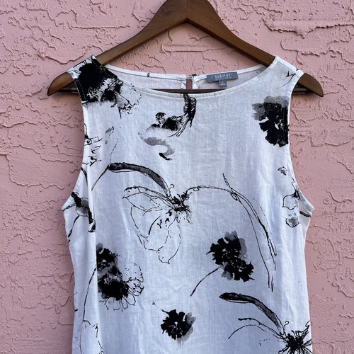 Habitat Linen Blend Shift Dress Floral Black White Tropical Size Small - Picture 3 of 7