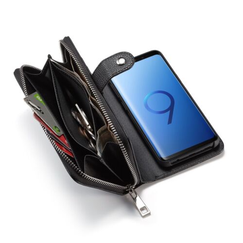 Removable Magnetic Zipper Leather Wallet Case Cover For Samsung Galaxy S9/S9Plus - Picture 4 of 8