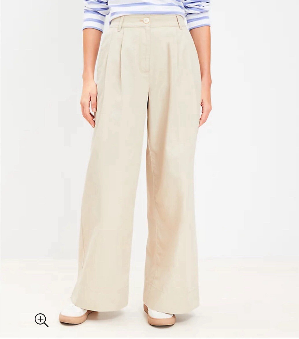 LOFT NWT Women's Poplin Wide Leg Pants - Khaki - Size 4 | eBay