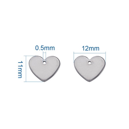50 dijes de etiqueta de estampado en blanco de acero inoxidable en forma de corazón 304 12x11 mm - Imagen 5 de 5
