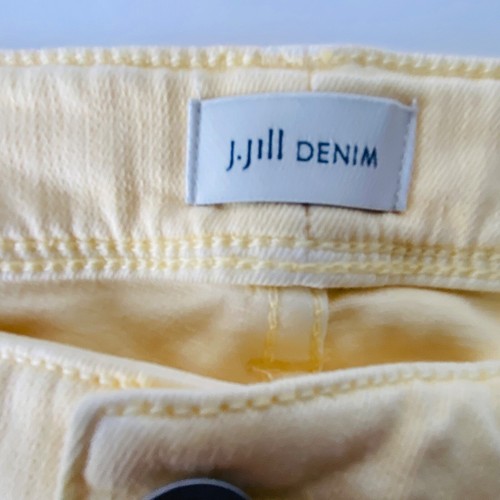 JJill Denim Kick Flare Ankle Jeans Size 10P Sunlight Yellow Raw Hem Stretch NWT - Picture 8 of 15