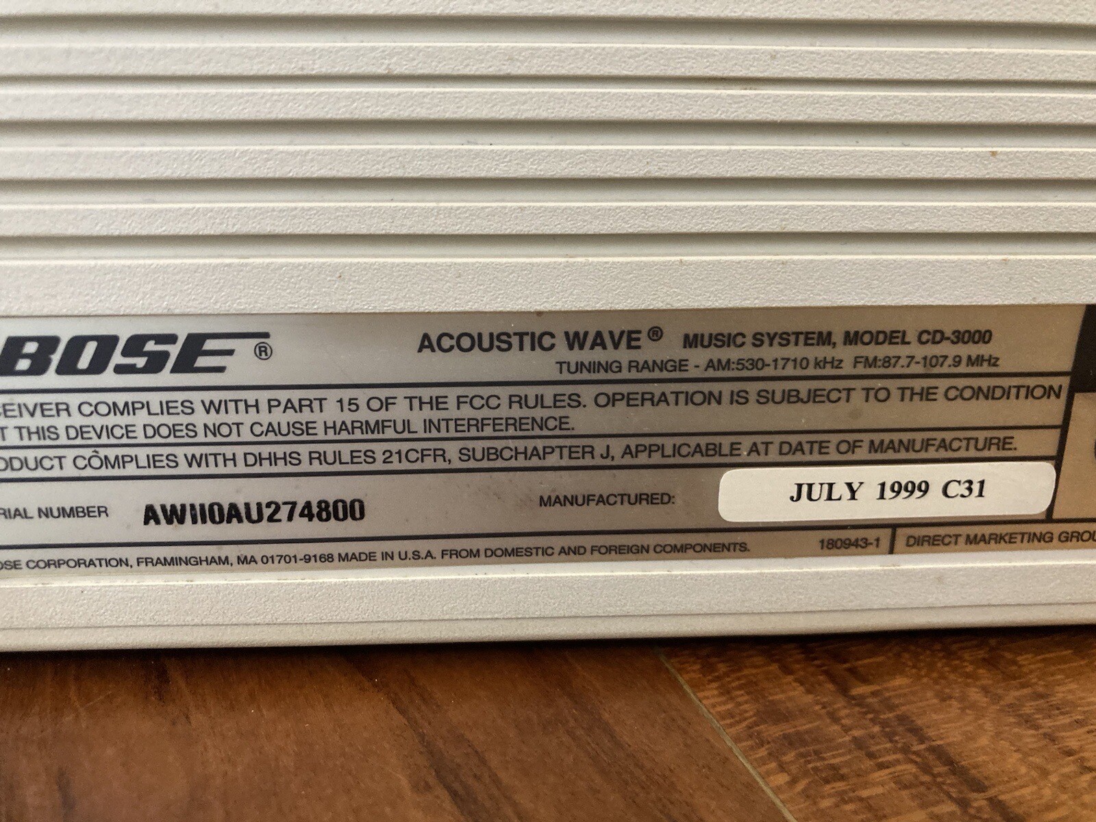 Bose CD300 Acoustic Wave, Radio Works CD Player Doesn't Remote