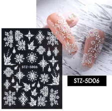 5D Embossed Snowflake Nail Sticker Self-Adhesive DIY Manicure Art Decals Decor
