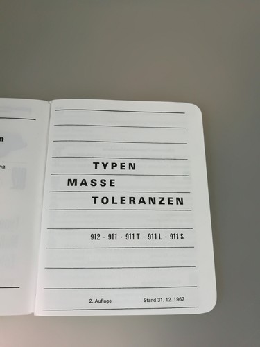 Typen Maße Toleranzen Porsche 911 911T 911L 911S 912   1965 - 1968 Handbuch - Bild 3 von 6