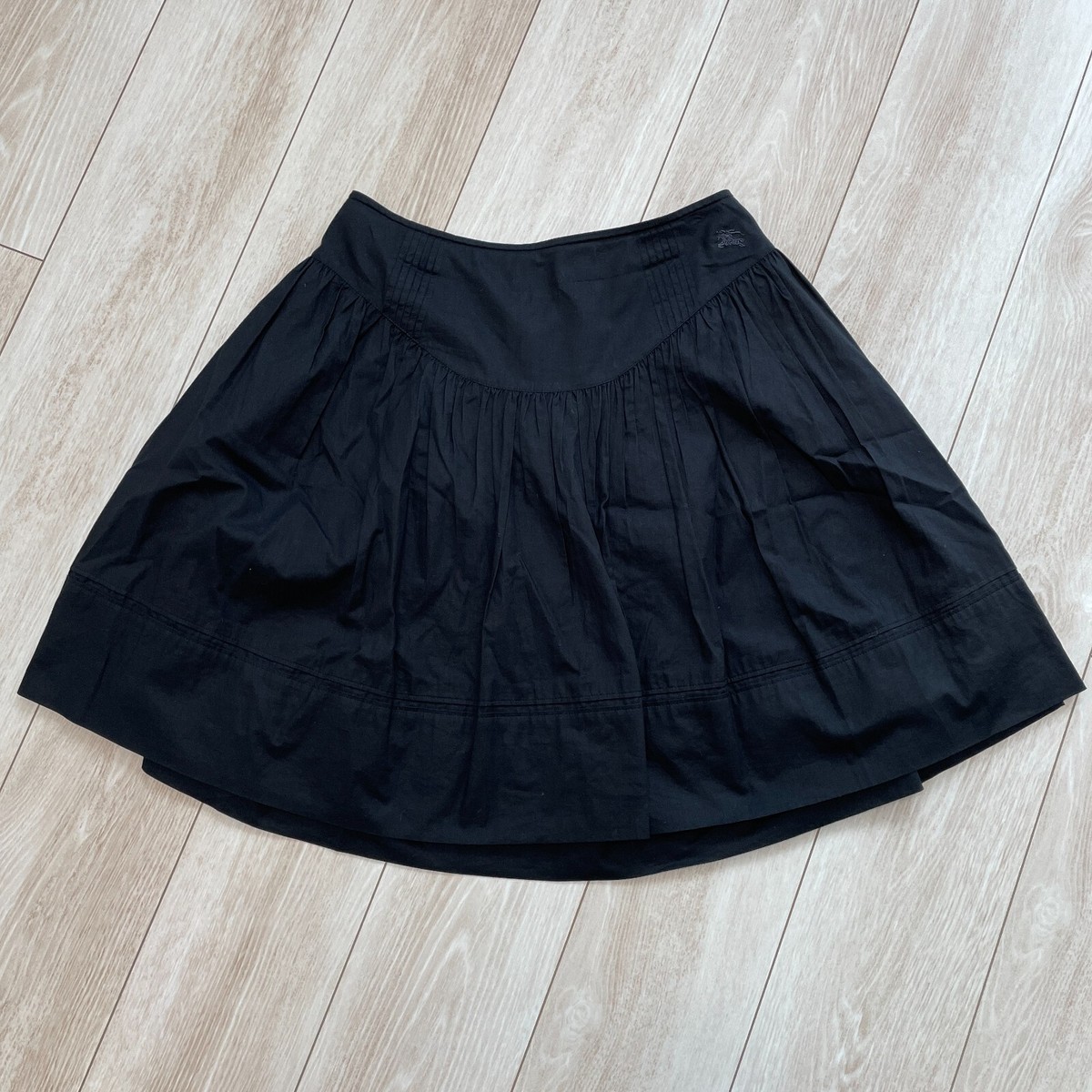 BURBERRY BLUE LABEL Nova Check Skirt Logo 100% Cotton Black BURBERRY BLUE LABEL Nova Check Skirt Logo 100% Cotton Black
