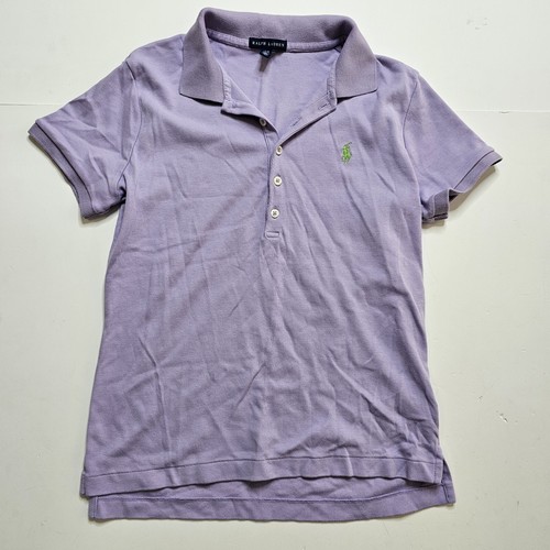 Ralph Lauren Sport Teens Girls Large Purple Polo Green Pony Lavender Slim Fit - Picture 2 of 9