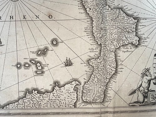 ITALY KINGDOM OF NAPLES c. 1640 JAN JANSSONIUS LARGE ANTIQUE MAP 17TH CENTURY - Picture 5 of 10