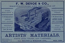 1877 Devoe & Co Artists Materials 1870s Victorian Print Ad New York Canvas Brush