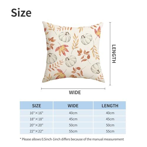 Fall Decorations White Pumpkin Throw Pillow 18" x 18" (Pack of 2) Pumpkins - Bild 4 von 7