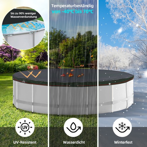 Poolabdeckung Rund | Sommer & Winter Poolplane UV-Resistente Abdeckplane - Bild 11 von 39