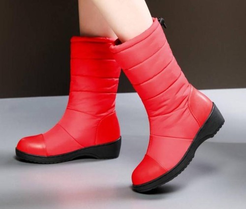 Halbhohe Damen-Schneestiefel Winter warm zum Überziehen niedriger Absatz bequem Outdoorschuhe Größe - Bild 12 von 12