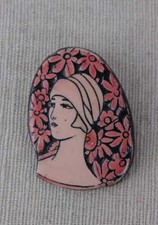 Bakelite Brooch Woman Bust Art Deco