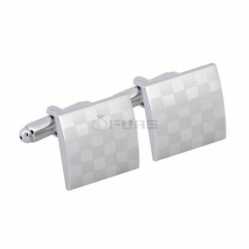 Classic Square Checkered Cuff Link 18ct Gold Plated Men's Formal Gift Cufflinks - Picture 5 of 36
