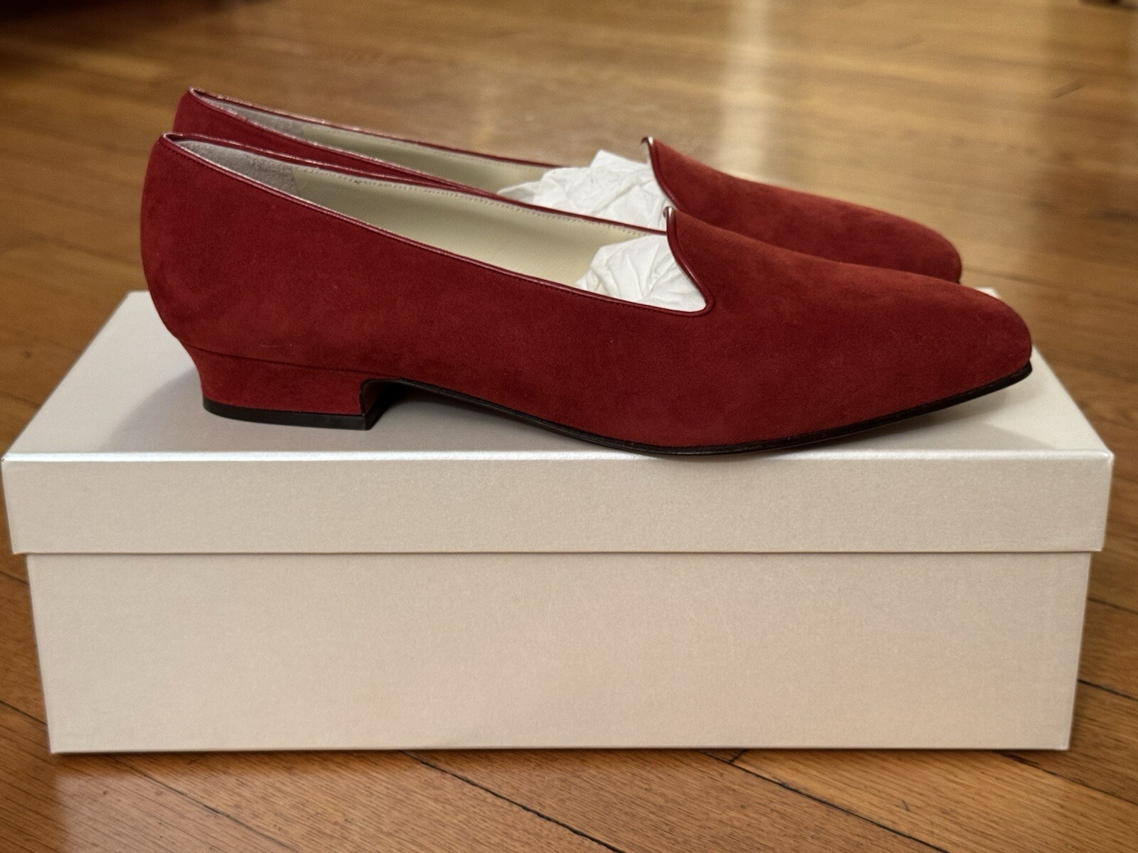 NIB GORGEOUS Salvatore Ferragamo Archives Creations 1994 Red Suede Shoes Loafers image 5
