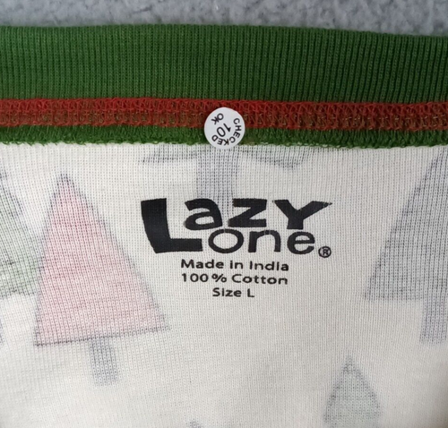 Lazy One 100% Cotton Size L Flap Jack Pajamas Green Christmas Trees One Piece - Picture 7 of 15