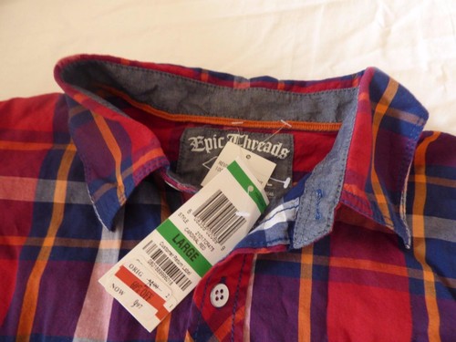Camisa de algodón a cuadros para niños Epic Threads, talla grande, rojo/azul - Imagen 4 de 6