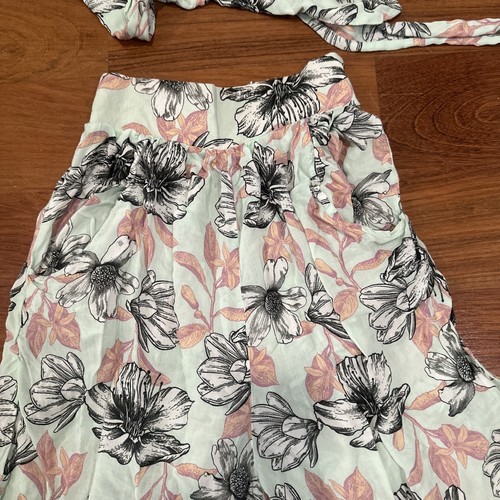 Pants & Top Set Flowy Beach Flowers Matching Outfit Size S - Picture 7 of 12