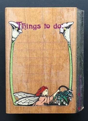 VTG THINGS TO DO NOTE CALLA LILLY FLOWER FAIRY Rubber Stampede Wood Rubber Stamp - Picture 1 of 4