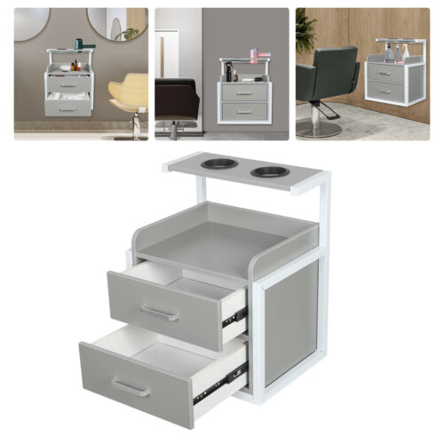 Gabinete de almacenamiento de salón de montaje en pared con 2 cajones peluquero belleza estilo gabinete de pared - Imagen 3 de 15