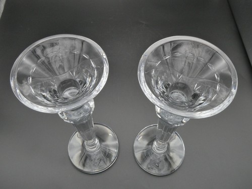 "Par alto de candelabros de cristal Gorham acampanados transparente cortado a mano 9,75" - Imagen 11 de 20