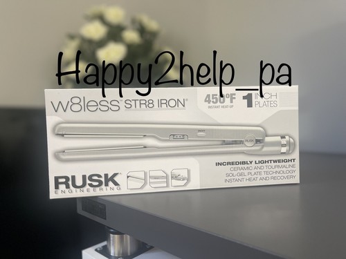RUSK W8less STR8 1" Ceramic Tourmaline Hair Flat Iron Straightener White NEW!! - Picture 2 of 4