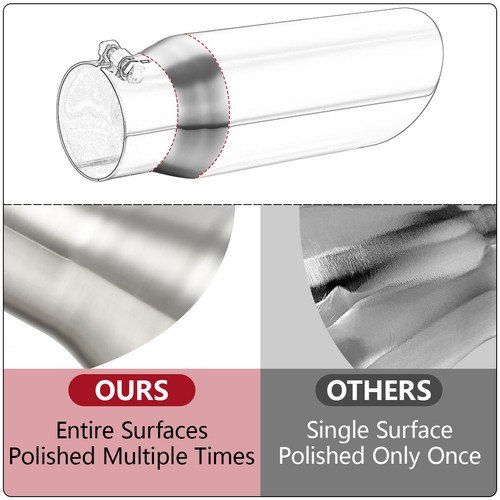 Diesel Exhaust Tip 4" Inlet 5" Outlet 12" Long Rolled Angle Cut Bolt On - Picture 14 of 20