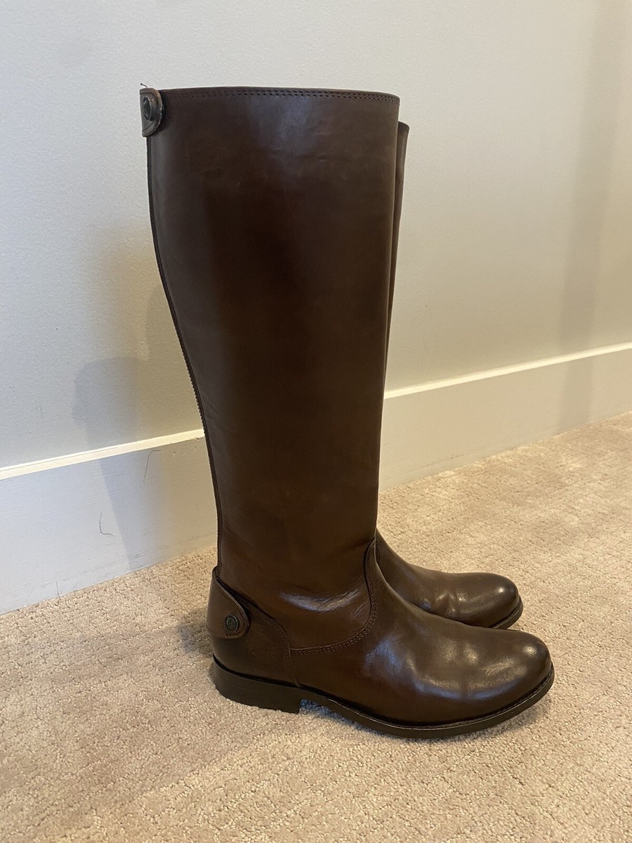Frye Melissa Tall Back Zip Boots Mens 6B Distressed Brown Leather Riding Boots Amazon.com | Frye Women main image 4