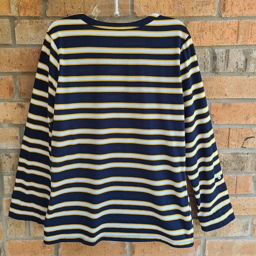 Kim Rogers Mujer Talla L Top Blose Henley Mangas Largas Pestaña Enrollable Rayas - Imagen 7 de 9