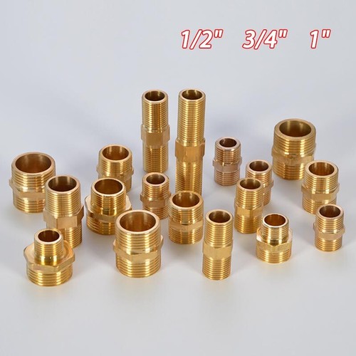 Außen auf Außen BSP Gewinde Sechskant Nippel gleich gerade Reduzierung Messing Verbinder Neu - Bild 1 von 22