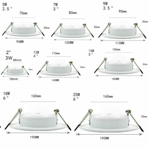 Led Downlight Dimmable 5/7/9/12/15W Recessed Ceiling Light Lamp Spotlight Round - Picture 3 of 7